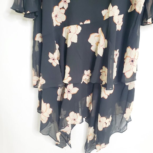 Floral Tiered Sheer Bell-Sleeved Cottagecore Dress - Picture 3 of 7